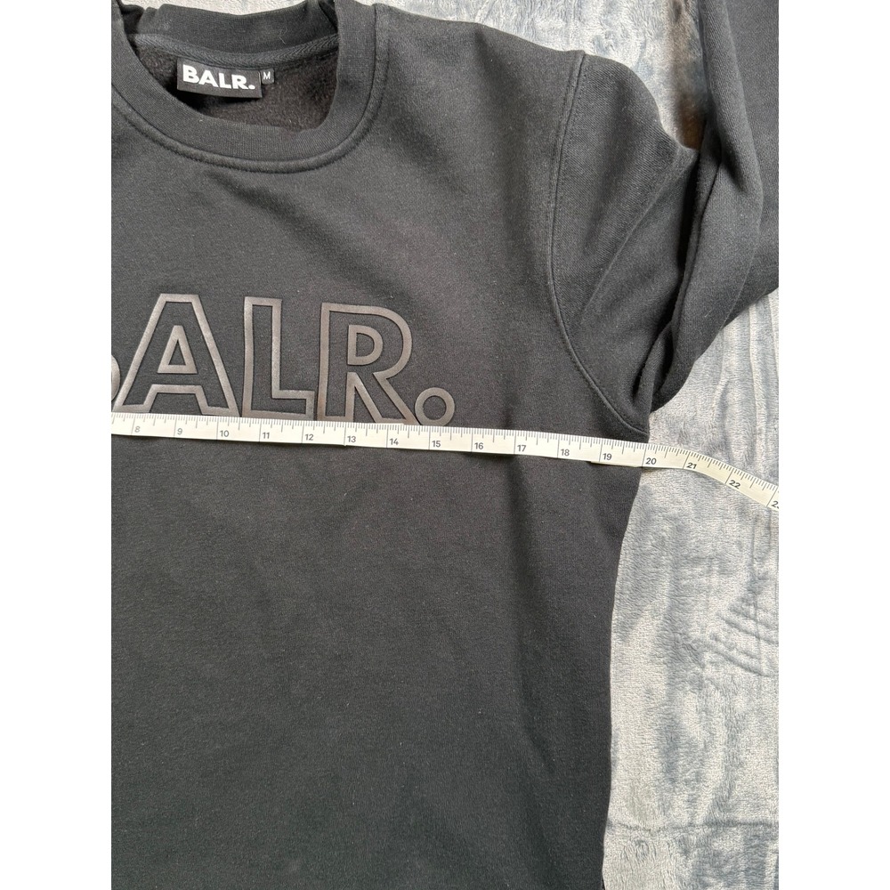 BALR Sweatshirt Mens M Black Logo Fleece Stepped Hem Streetwear Pullover - Picture 5 of 6